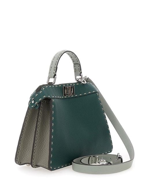 Fendi Green 'Peekaboo Iseeu Small' Handbag With Shoulder Strap