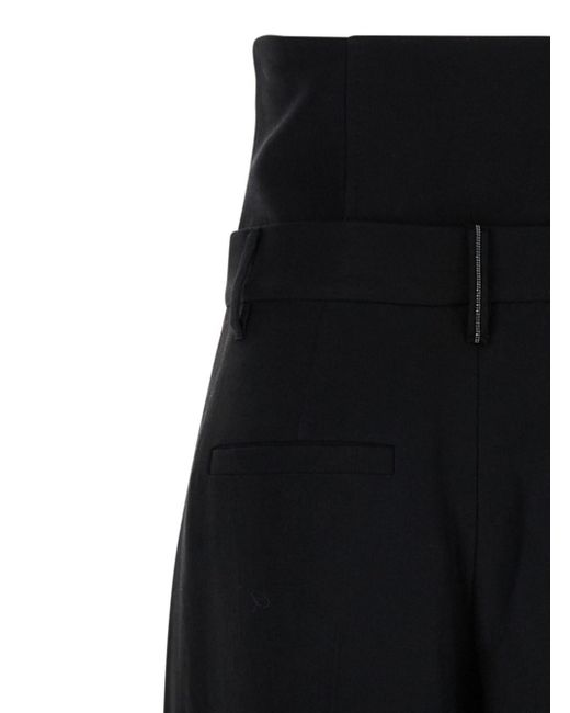 Pantaloni Sartoriali Vita Alta Neri di Brunello Cucinelli in Black