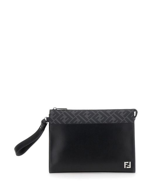 Cltuch Con Motivo Ff E Placca Logo Ff di Fendi in Black da Uomo