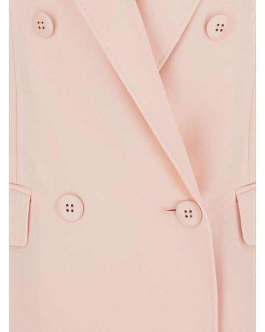 Max Mara Pink Double-Breasted Jacket Virgin Wool