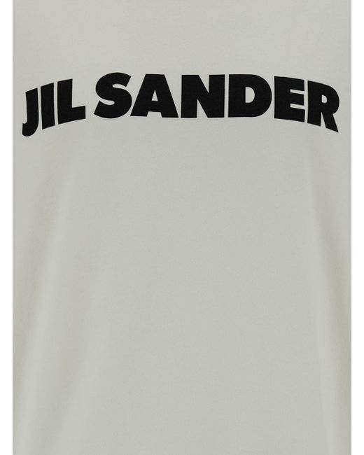 T-Shirt A Maniche Lunghe Con Stampa Logo A Contrasto di Jil Sander in Gray da Uomo