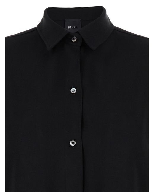 Plain Black Maxi Shirt With Buttons