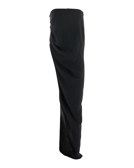 Rick Owens Black Lido' Long Dress With Straight Neckline