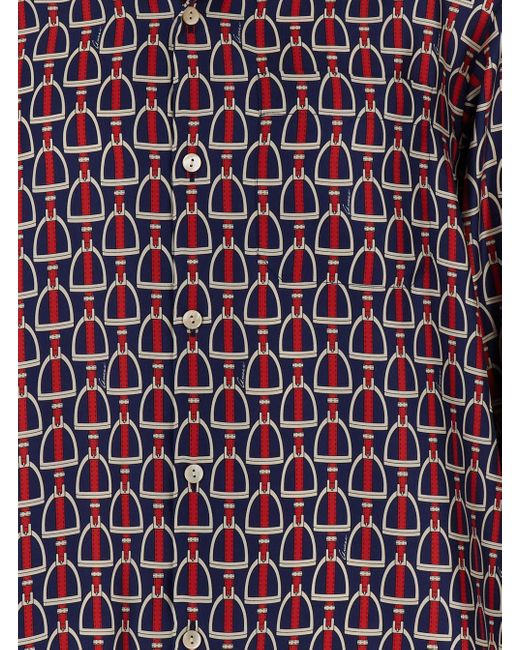 Gucci Purple And Long Sleeve Shirt With Horsebit Print for men