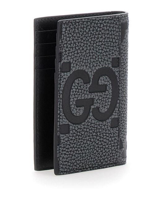 Gucci Gray 'Jumbo' Card Holder With Maxi Double G Logo On The Front In for men