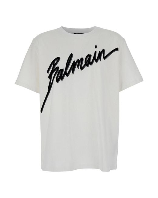 Balmain White Letter" Logo T-Shirt for men