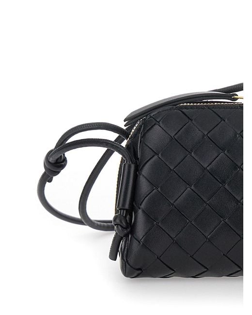 Bottega Veneta Black Concert Crossbody Bag With Intreccio Motif