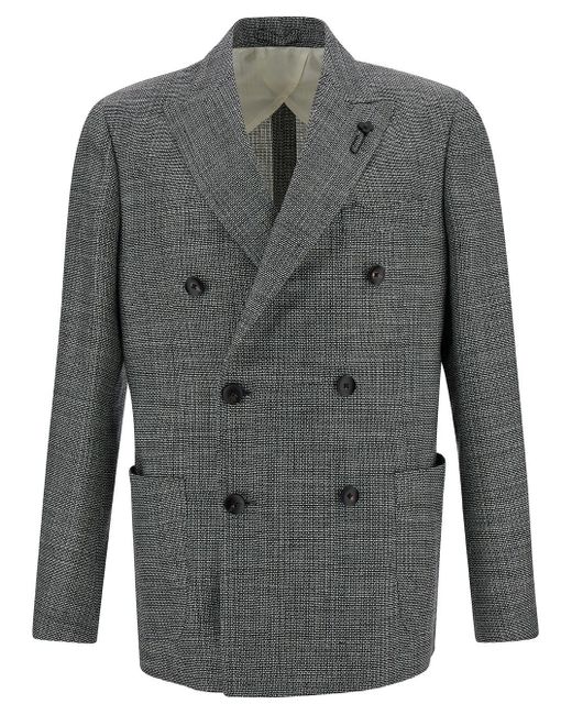 Lardini Gray Double-Breasted Blazer With Buttons for men