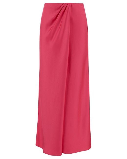 Pinko Pink Long Skirt With Draped Detail