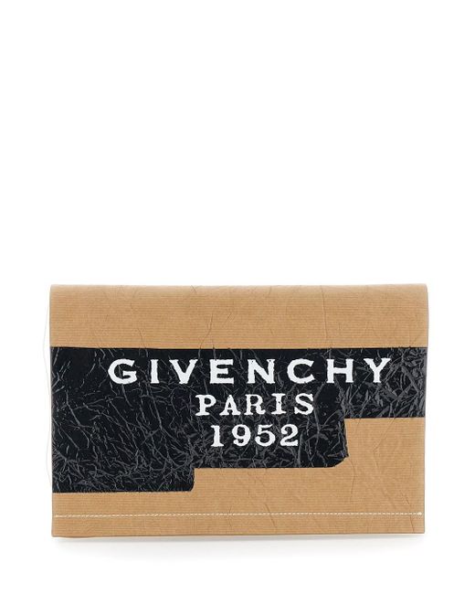 Givenchy Black Clutch Bag With Crinkled Effect And Logo Lettering On The Front