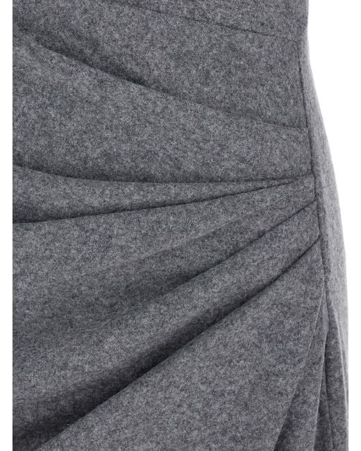 Isabel Marant Gray Long Dress With Long Sleeves And Front Closure