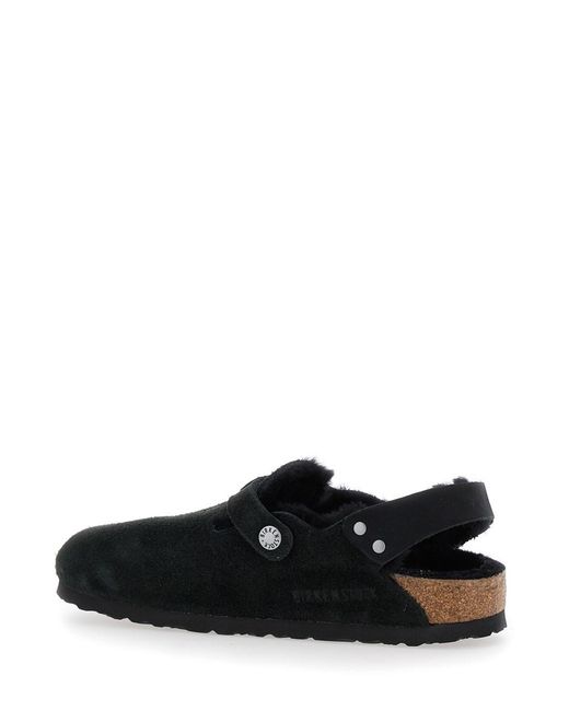Birkenstock Black 'Tokio' Mules With Engraved Logo