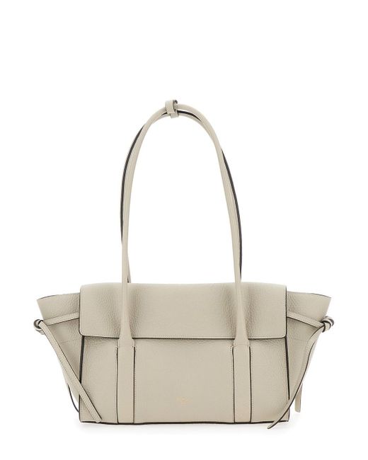 Mulberry White 'Small Bayswater' Shoulder Bag With Laminated Logo