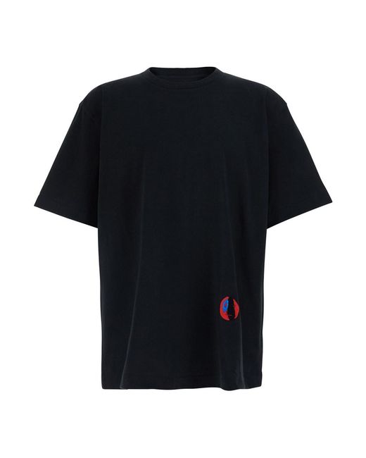 Bottega Veneta Black Crew Neck T-Shirt With Front Embroidery for men