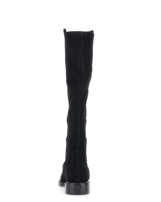 Stivali Al Ginocchio Con Tacco Basso Largo di Stuart Weitzman in Black