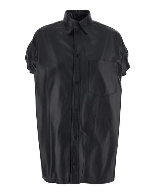 Balenciaga Black Shirt With Classic Collar And Front Pocket