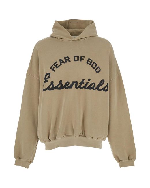 Fear Of God Natural Hoodie With Fixed Hood And Maxi Logo Lettering On The Front for men