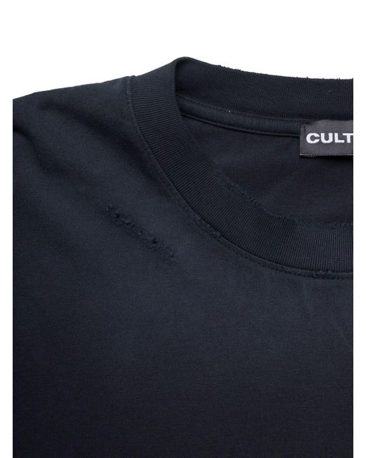 Cultura Black Crewneck T-Shirt With & Co Print for men