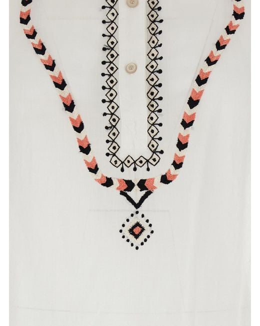 Bazar Deluxe White Shirt With Embroidery Details On The Front