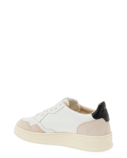 Autry White 'Medalist' Low Top Sneakers With Suede Details for men