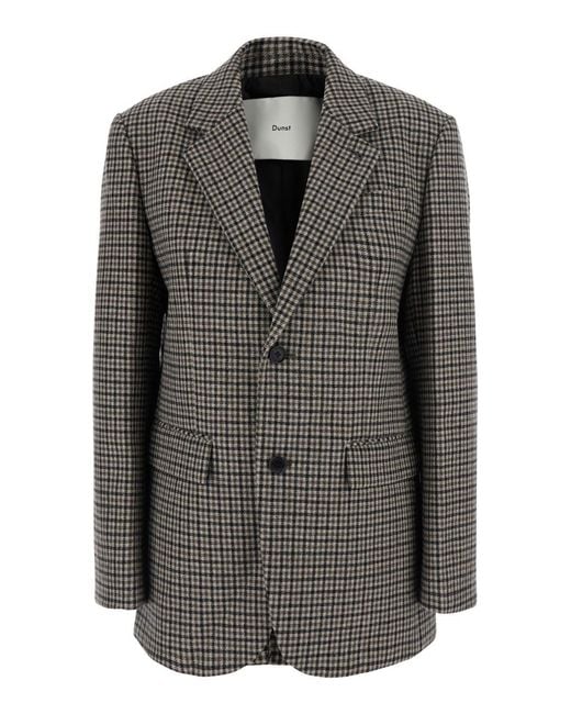 DUNST Black Classic 2 Button Wool Blazer With Notched Revers And Pockets Bei