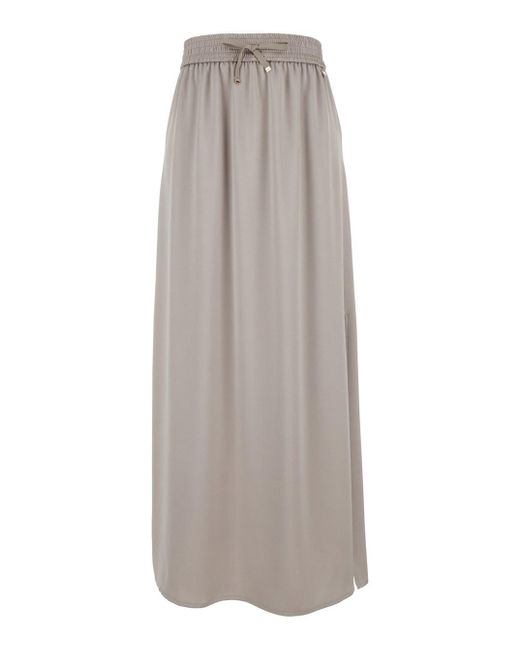 Herno Gray Long Skirt With Elastic Waist