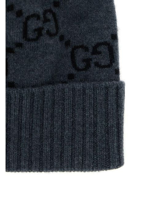 Berretto 'Gg Jacquard' Con Tesa E Risvolto di Gucci in Blue da Uomo