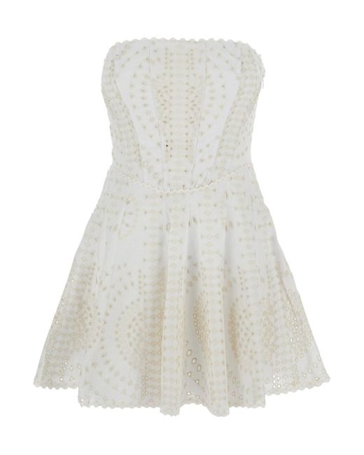 Charo Ruiz White Clem' Dress With Flounce Skirt