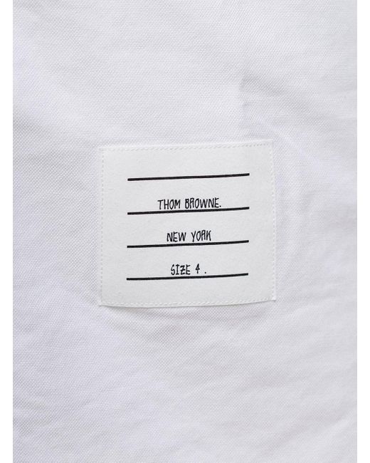 Camicia Con Colletto A Punta E Patch Logo di Thom Browne in White da Uomo