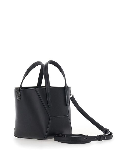 Brunello Cucinelli Black Mini 'Duo' Leather Tote
