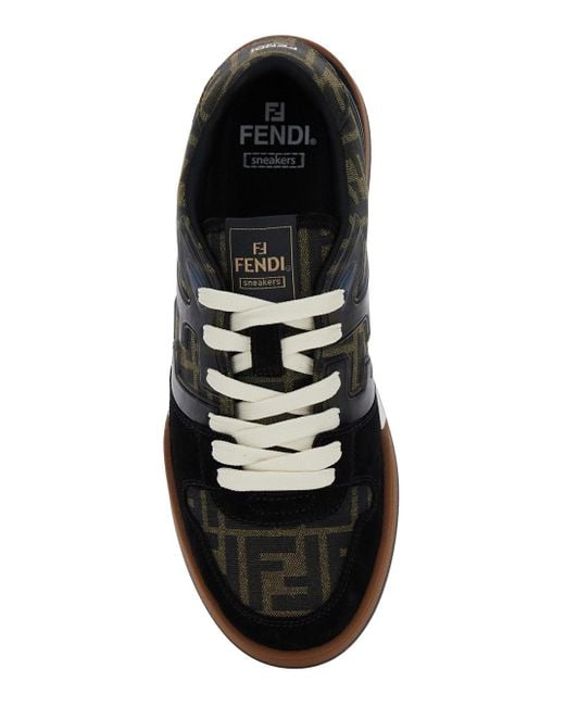 Fendi Black 'Match' Sneakers With Logo Patch On The Tongue And All-Ove for men