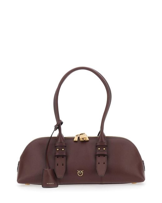 Pinko Purple 'Bowling Horizontal Large' Shoulder Bag With Adjustable An