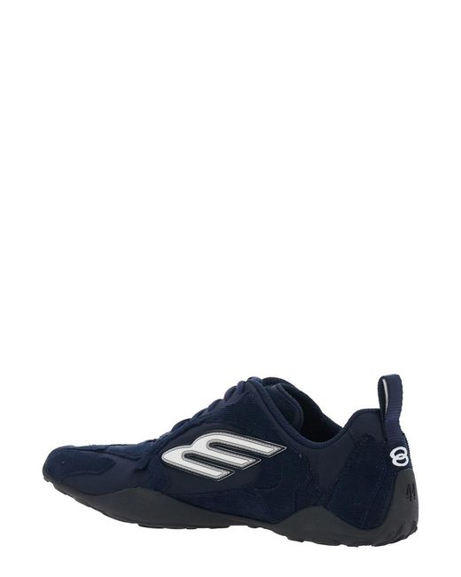 Balenciaga Blue 'Monday Ultra' Low Top Sneakers With Logo Detail On The Side And Corduroy Panels for men