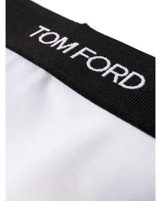 Slip 'signature boy short' con fascia logo in jersey stretch di Tom Ford in White