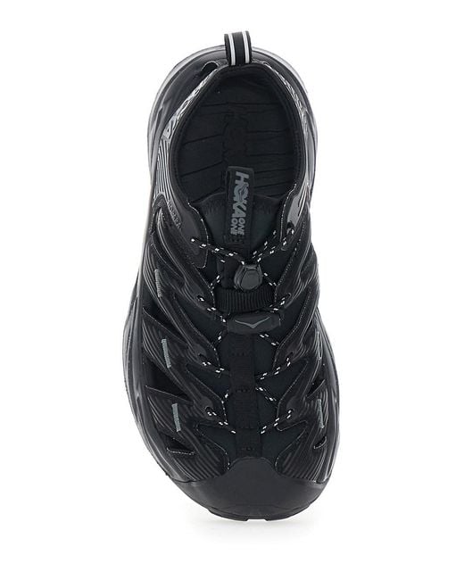 Hoka One One Black Hopara Sandals With High Rubber Sole And Logo Lettering On The Side Tech Fabric