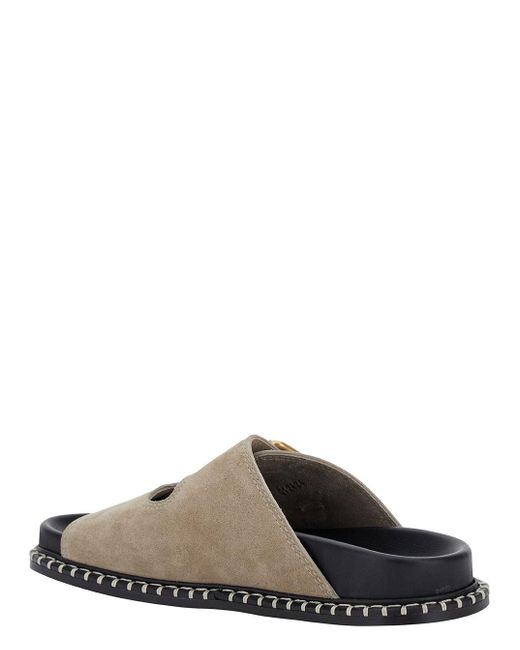 Chloé Brown 'Rebecca' Flat Sandals With Oversized Buckle