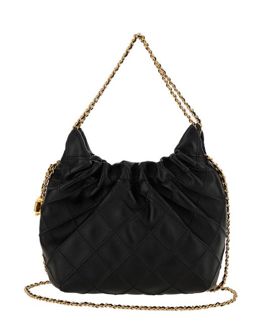 Tory Burch Black Shoulder Bag Fleming Grained Leather