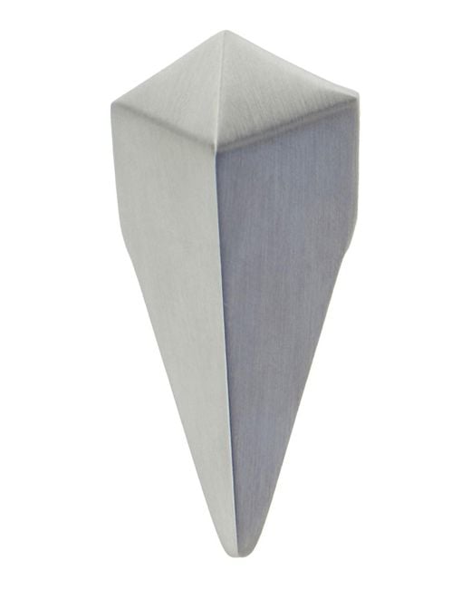 Rick Owens Gray Metallic Ring With Pyramid Shaped Crystal for men