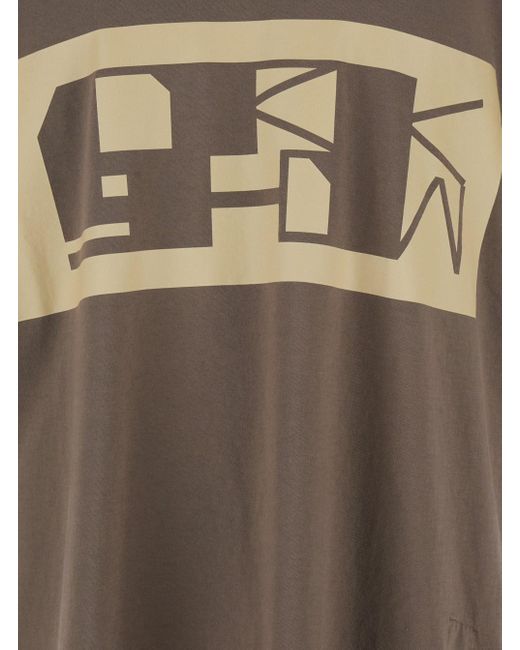 T-Shirt Con Stampa Logo A Contrasto di Rick Owens in Gray da Uomo