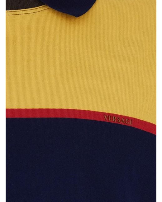 Versace Blue 'Strips' T-Shirt With Colorful Details For for men