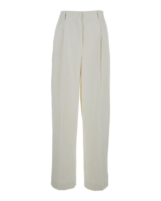 Totême White High-Waist Cotton Blend Pants