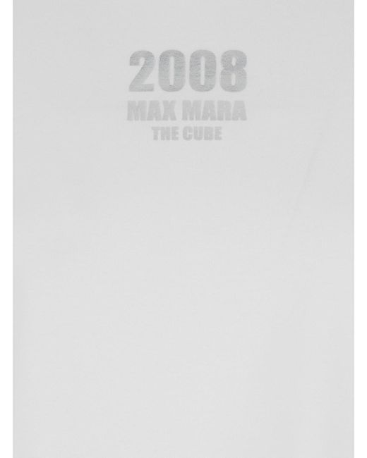 Max Mara White 'S Maxmara Quieto' Crewneck T-Shirt With Logo Print On The Front