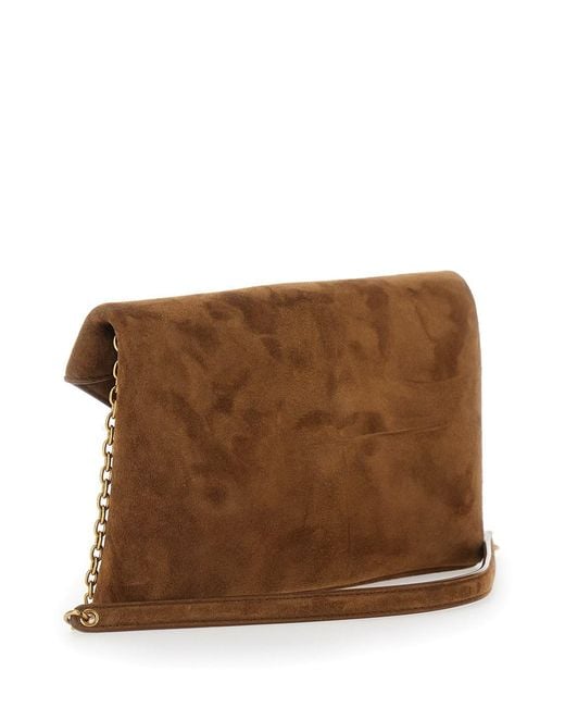Saint Laurent Brown Ysl Pw Mbag Suede Satin Calf