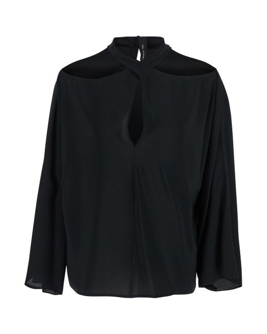 Blusa Con Collo Intrecciato E Chiusura A Goccia Sul Retr di FEDERICA TOSI in Black