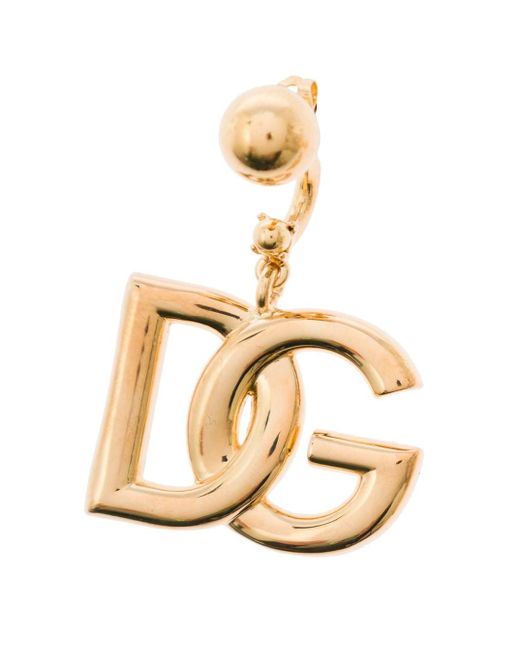 Dolce & Gabbana White Tone Dangling Earrings With Dg Logo