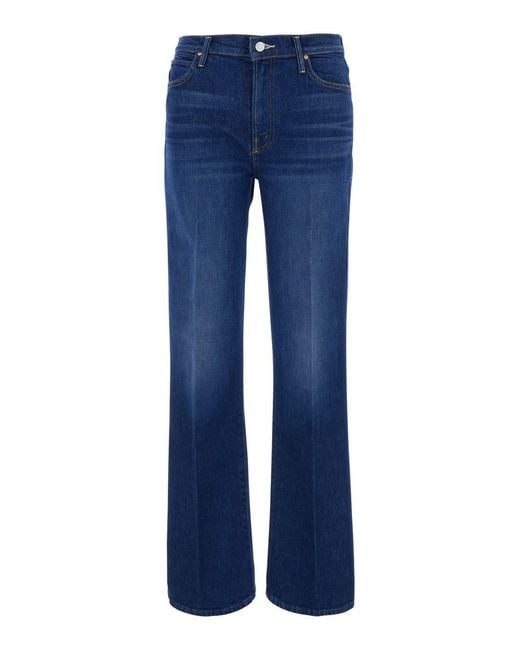 Mother Blue The Kick It Jeans With High Waist And Straight Leg