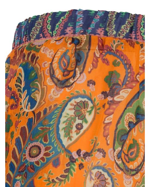 Etro Orange Ramie Shorts