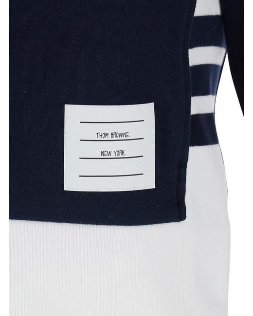 Thom Browne Blue And Sweatshirt 4Bar Logo On The Side And Color Block Design