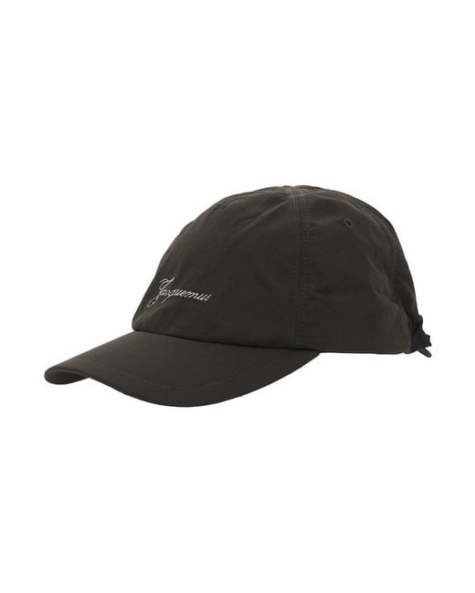 Jacquemus Black 'La Casquette Balluchon' Baseball Cap With Logo Lettering On The Front And Rear Drawstring Closure for men