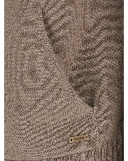 Max Mara Brown Sweatshirt Primo With Collar And Long Sleeves